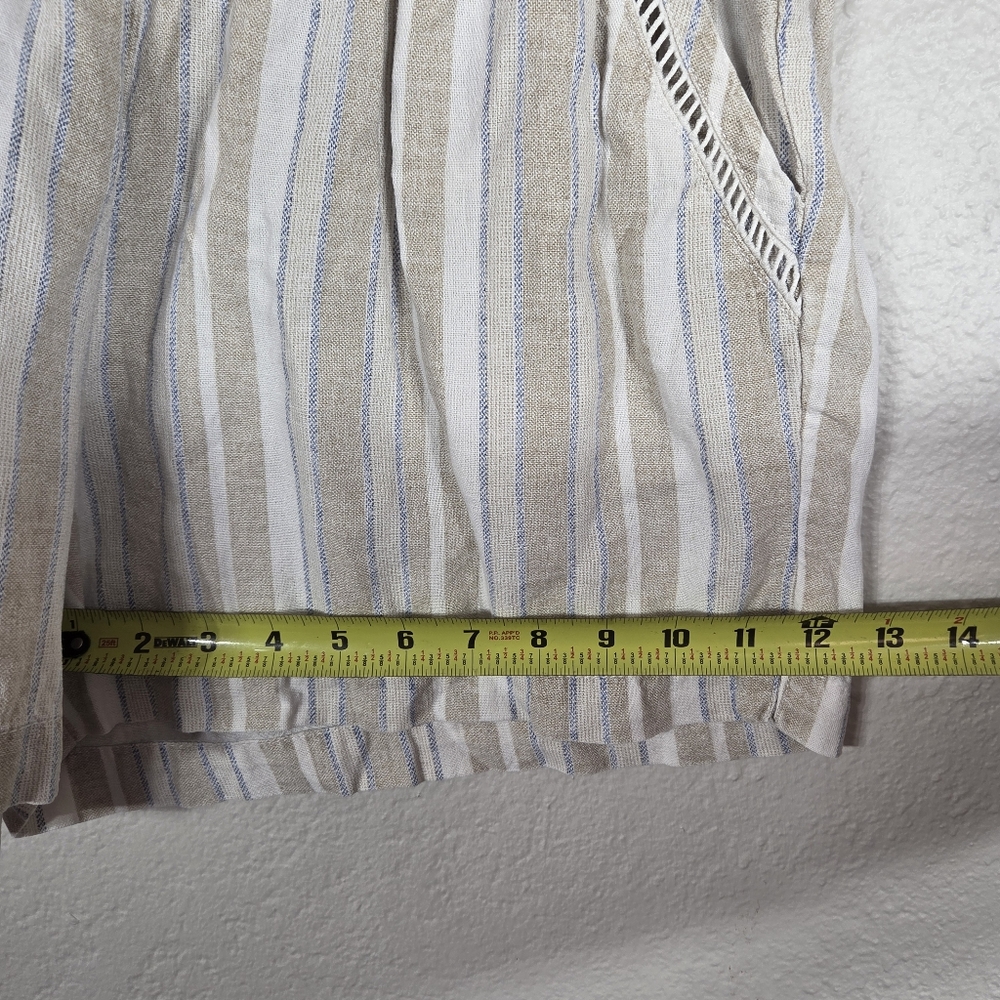 Briggs Ladies' Linen Blend Short Size Large Cream Striped Embroidered - Picture 14 of 16